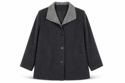 Eastex Women's Grey Wool Cashmere Coat, Size 16, Classic Style