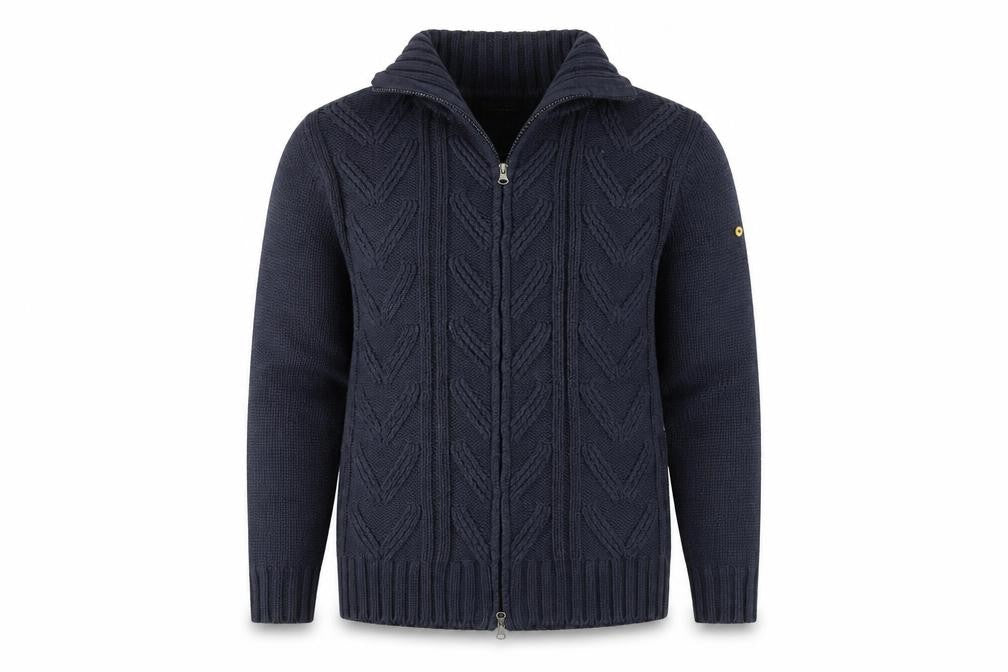 Tom Cat Men's Blue Full Zip Cable-Knit Jumper M