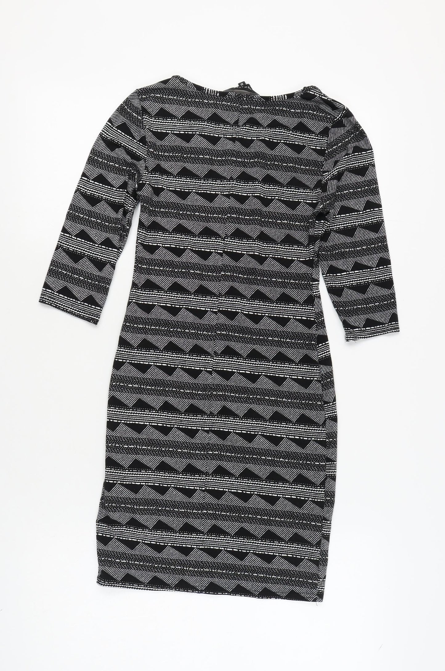 New Look Women’s Black Geometric Pencil Dress Size 10