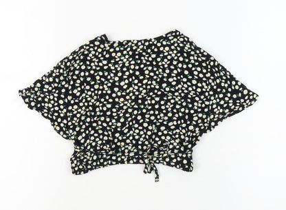 Bershka Women's Black Floral Blouse S