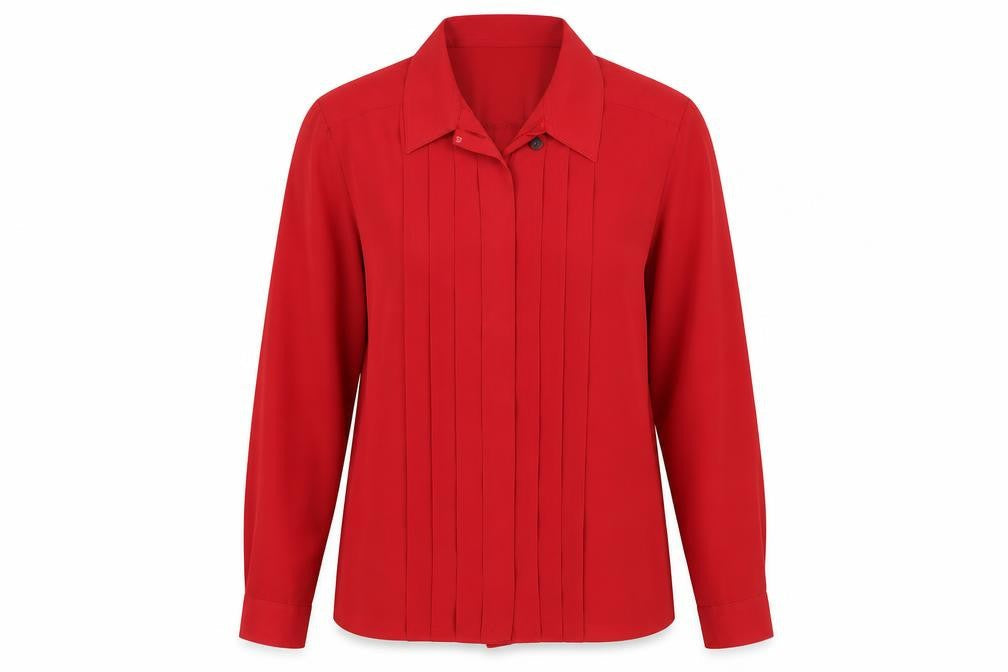 St Michael Women's Red Blouse Size 10 Long Sleeve