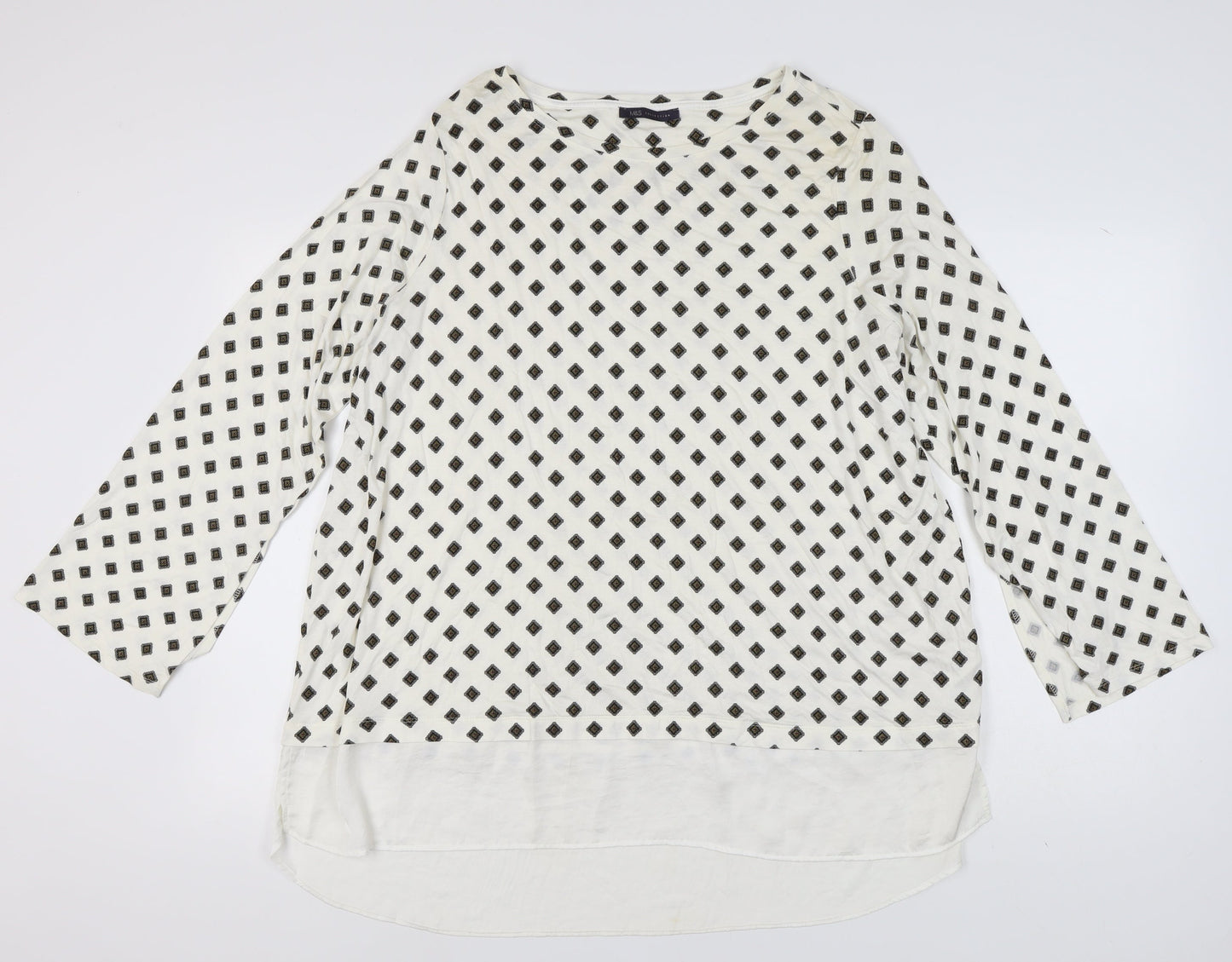 Marks and Spencer Women's Black Argyle Top, Size 24