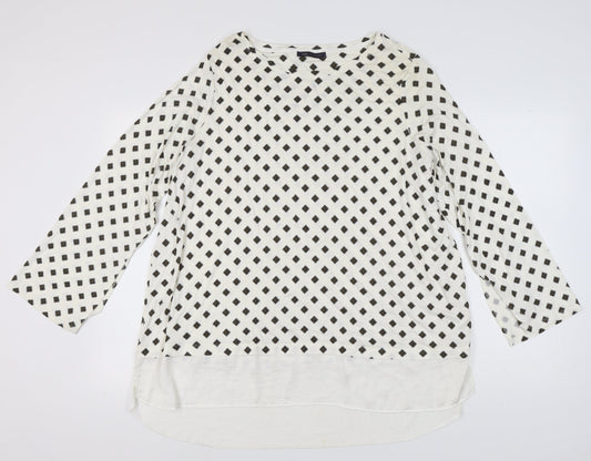 Marks and Spencer Women's Black Argyle Top, Size 24