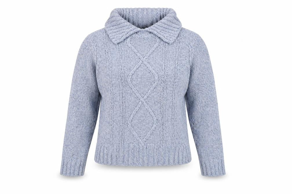Bonmarché Women's Blue Roll Neck Cable-Knit Jumper - Size S