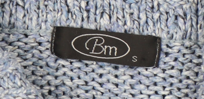 Bm Women's Blue Roll Neck Cable-Knit Jumper - Size S