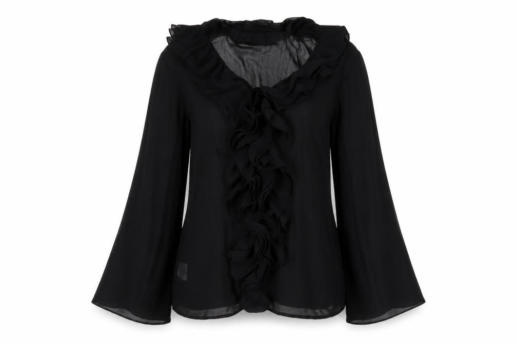Ekol Women's Black Ruffled Blouse Size 2