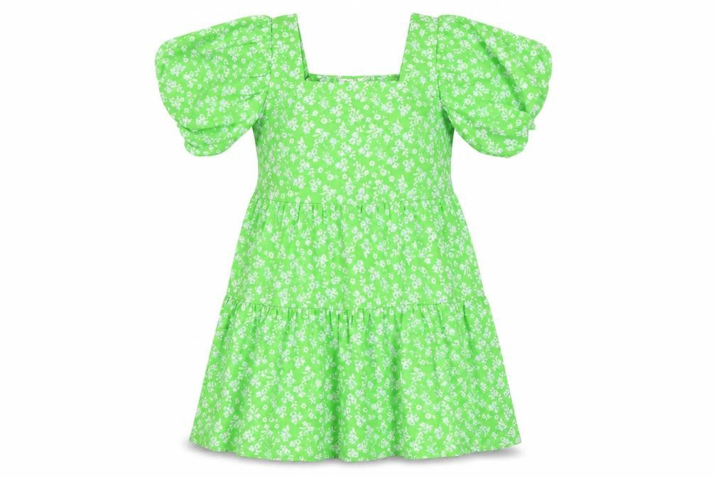 River Island Women Green Floral Puff Sleeve Dress 14