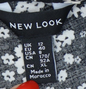 New Look Women's Floral Black Blouse Size 12