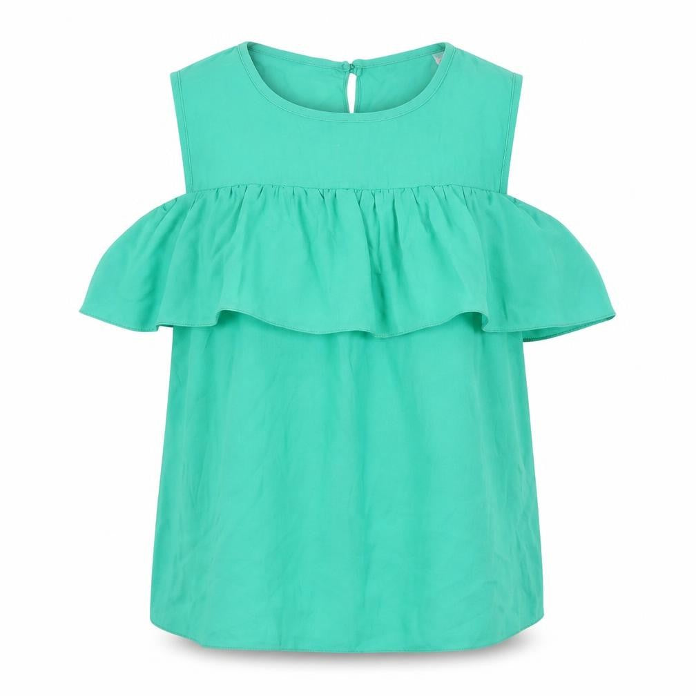Dorothy Perkins Women's Green Ruffle Top Size 8