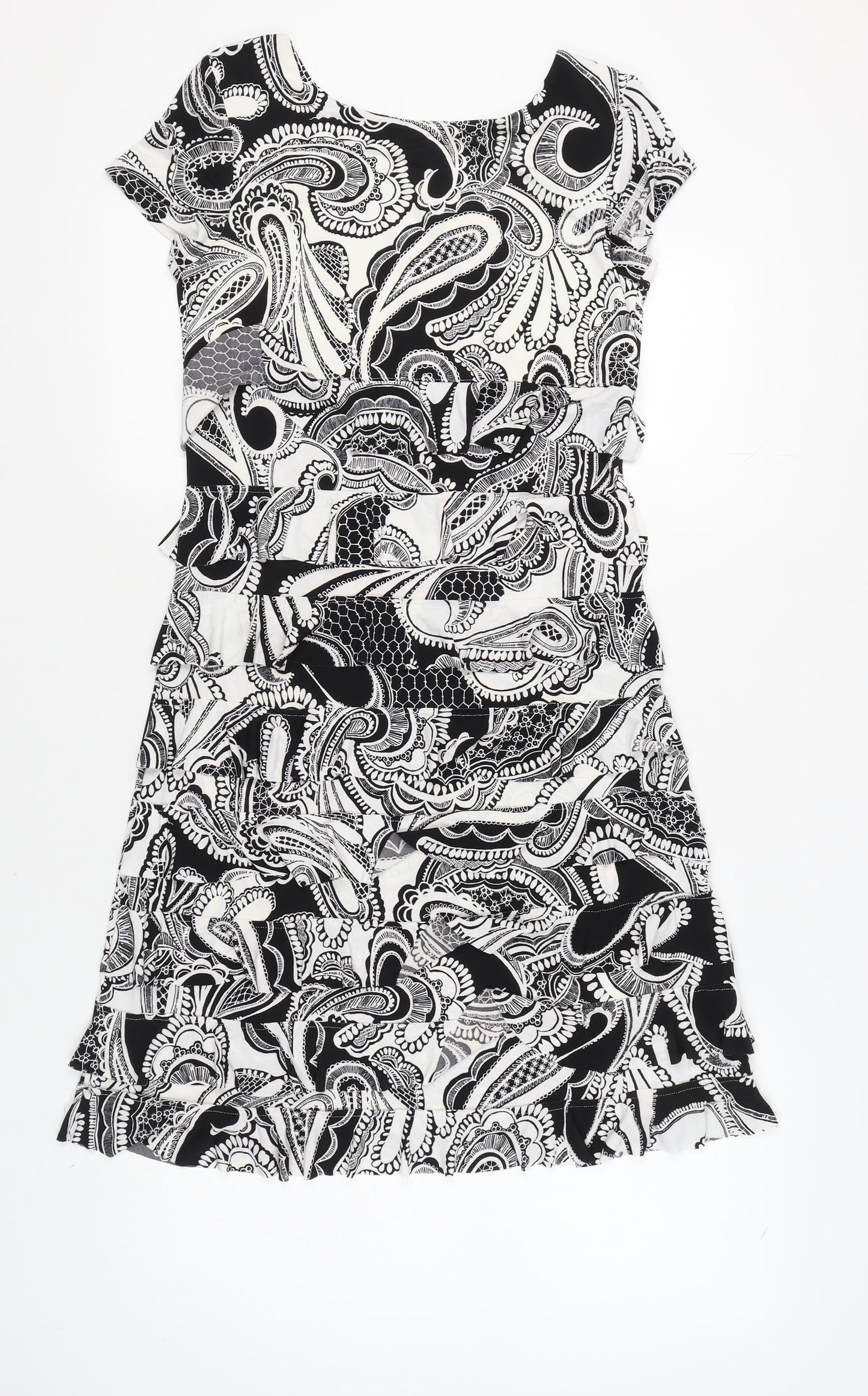 Roman Women's Black White Paisley Dress, Size 10