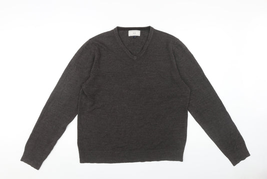 John Lewis Men's Grey Acrylic V-Neck Jumper L