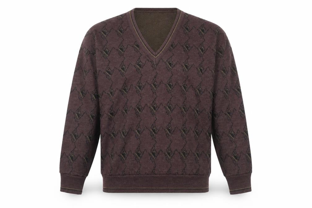 Pierre Sangan Men's Brown L Argyle V-Neck Pullover