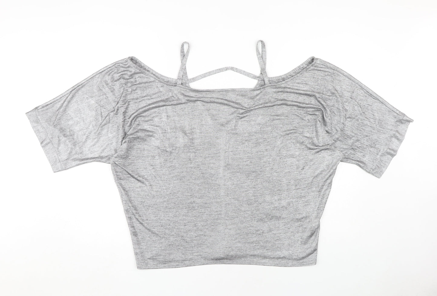 Dorothy Perkins Grey Women's V-Neck Top Size 16