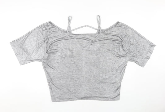 Dorothy Perkins Grey Women's V-Neck Top Size 16