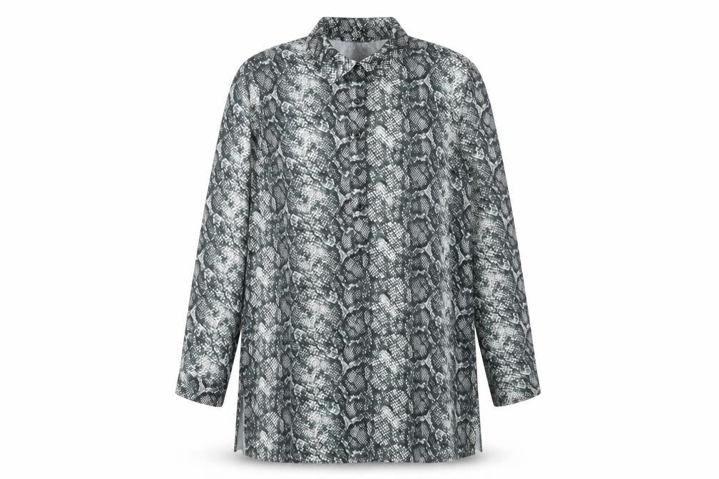 NA-KD Women's Grey Snake Print Tunic Shirt 10