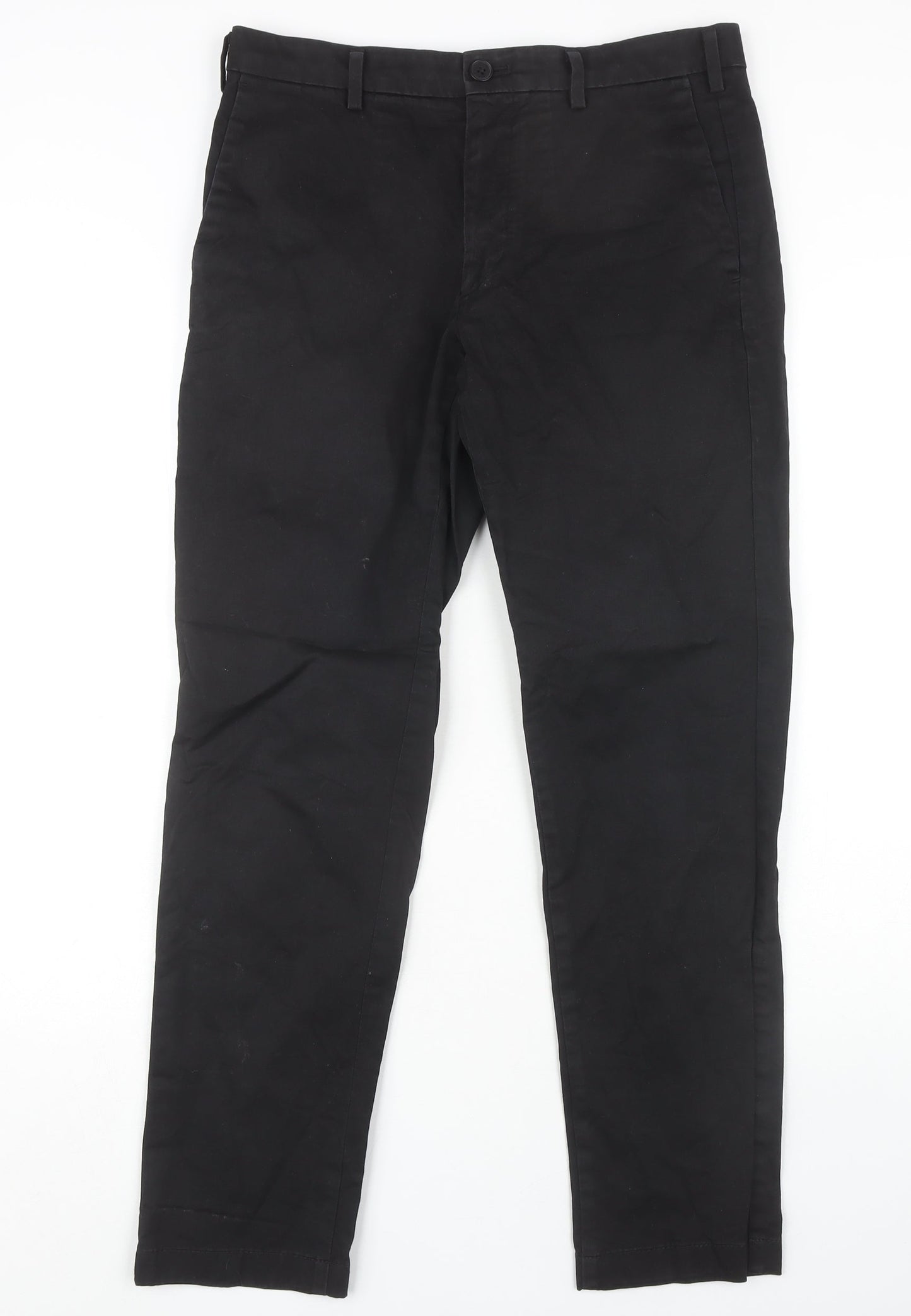 Uniqlo Black Chino Trousers, Size 30, Mid Rise