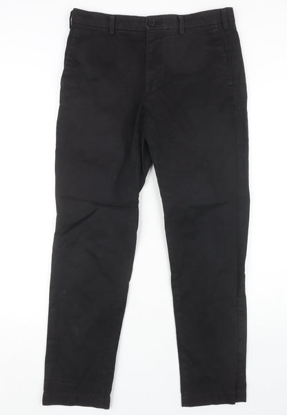 Uniqlo Womens Black Chino Trousers, Mid Rise Size 30,