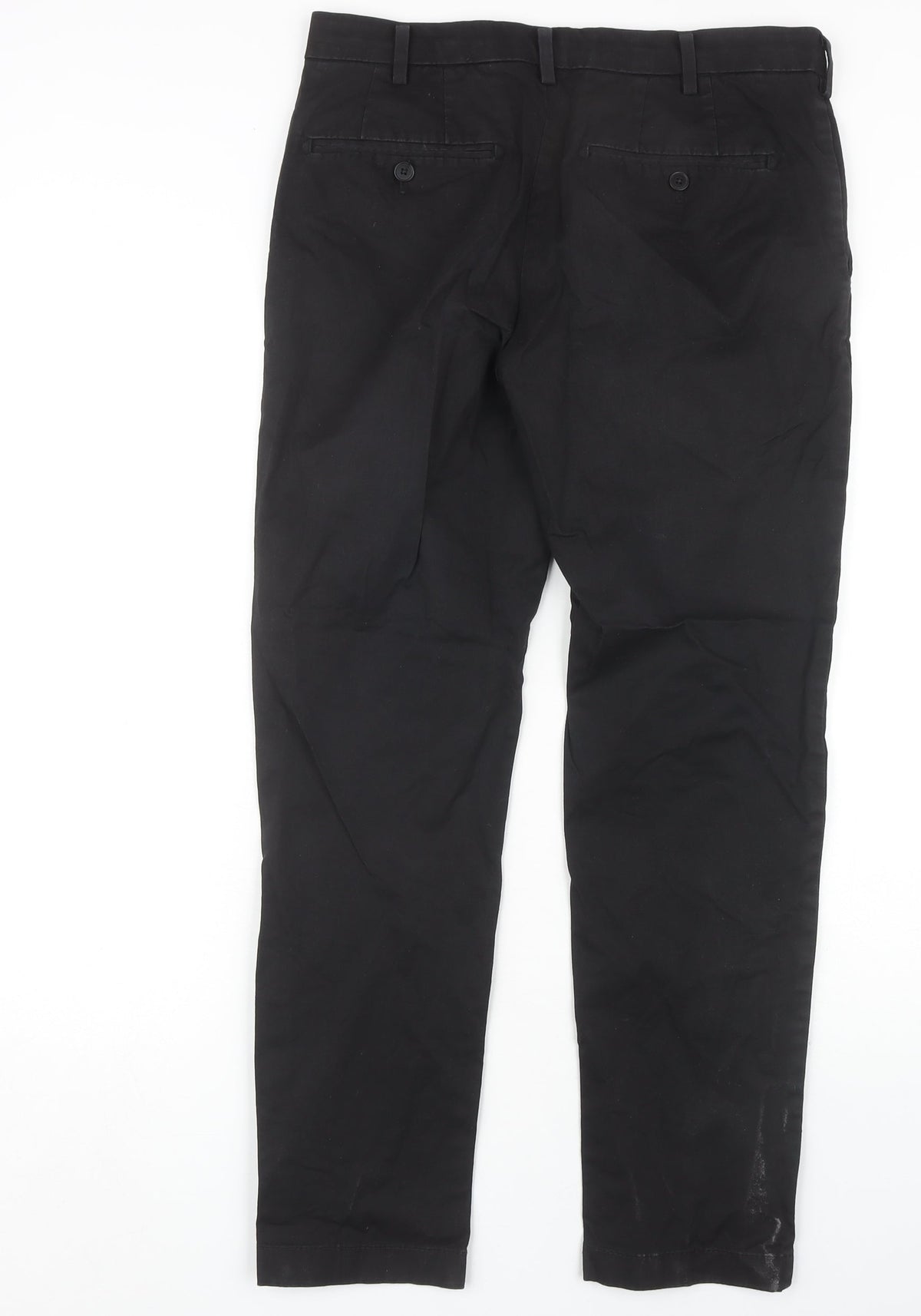 Uniqlo Black Chino Trousers, Size 30, Mid Rise