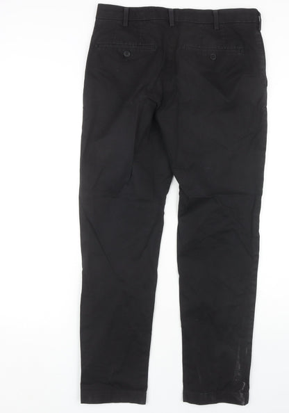 Uniqlo Womens Black Chino Trousers, Mid Rise Size 30,