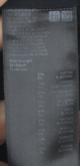 Uniqlo Black Chino Trousers, Size 30, Mid Rise