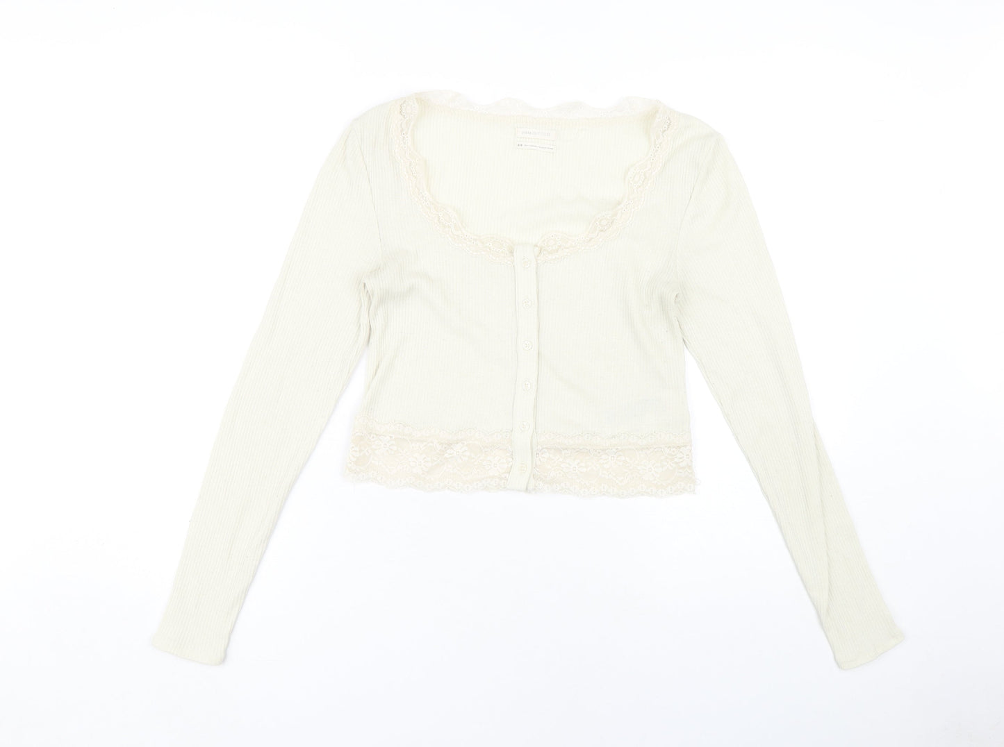 Urban Outfitters Women's Beige Cropped Jersey Blouse M