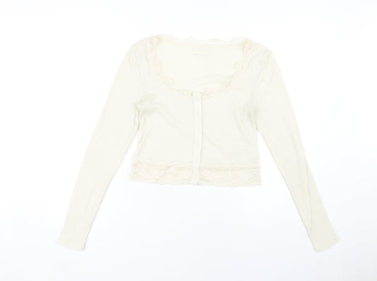 Urban Outfitters Women's Beige Cropped Jersey Blouse M