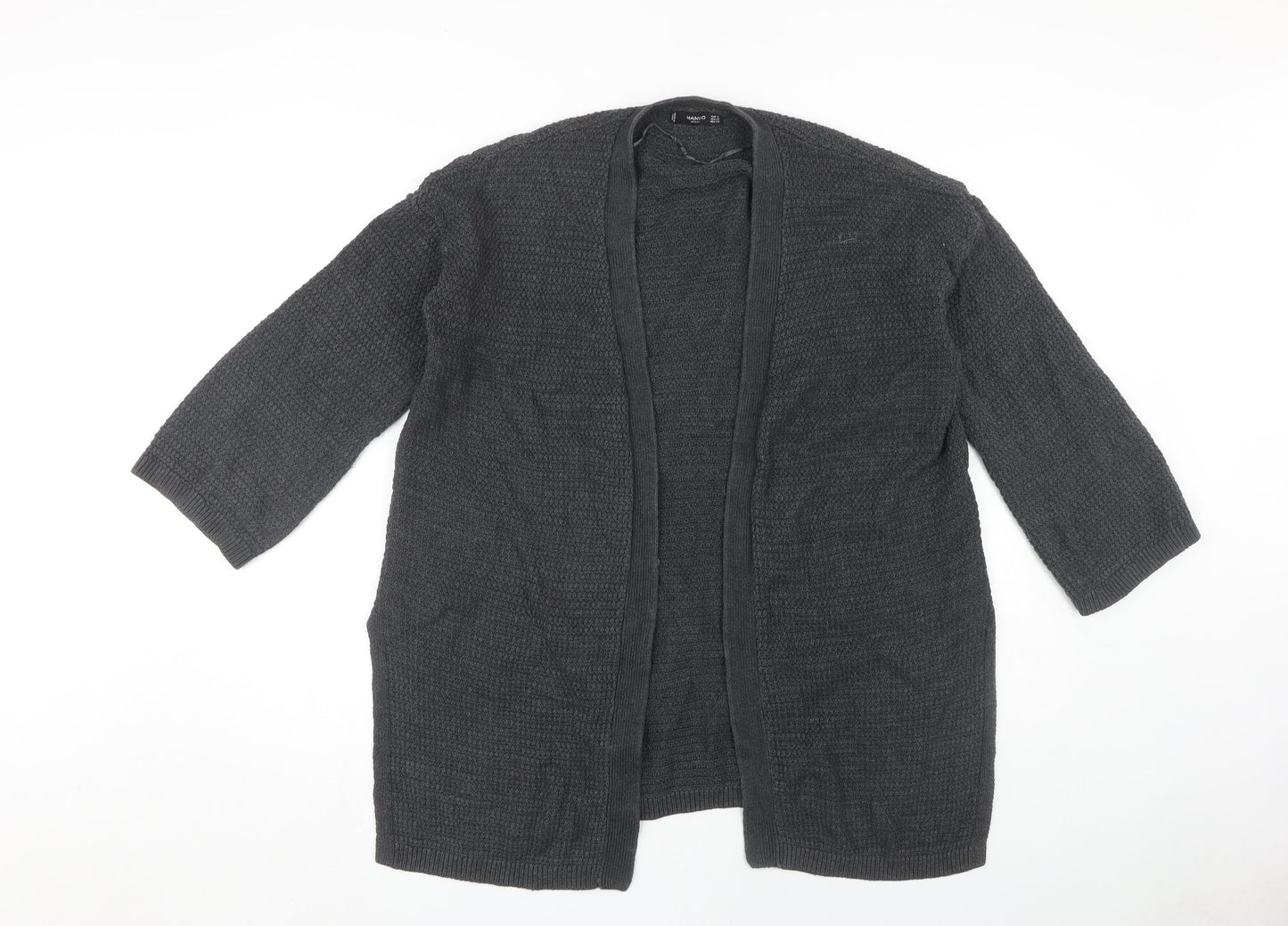 Mango Women's Grey Open Front Cardigan, Size S, Chunky Knit