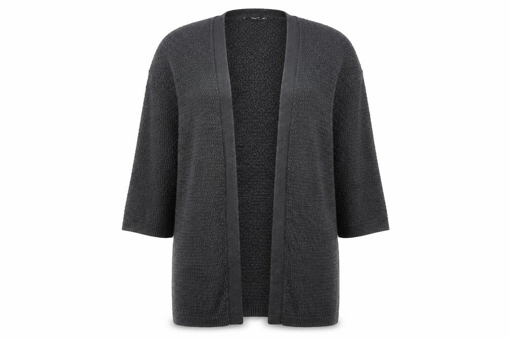 Mango Women's Grey Open Front Cardigan, Size S, Chunky Knit