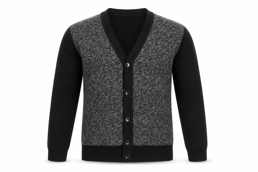 D-Rock Men's Black Cardigan L Button V-Neck Knit