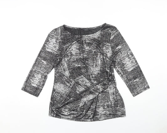 Roman Women's Black Geometric 3/4 Sleeve Top Size 14