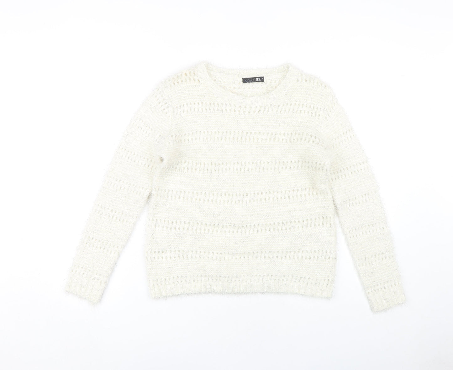 Quiz Women's White Open-Knit Pullover Jumper S