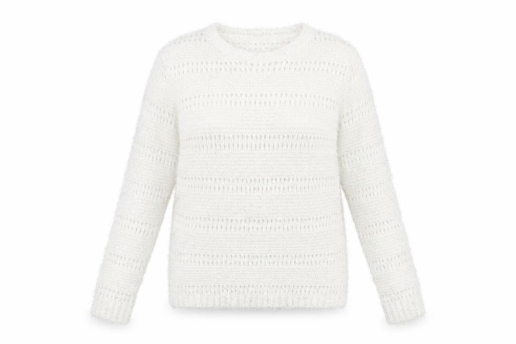 Quiz Women's White Open-Knit Pullover Jumper S