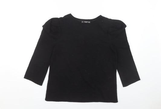 Mango Women's Black XS Puff Sleeve Basic Top