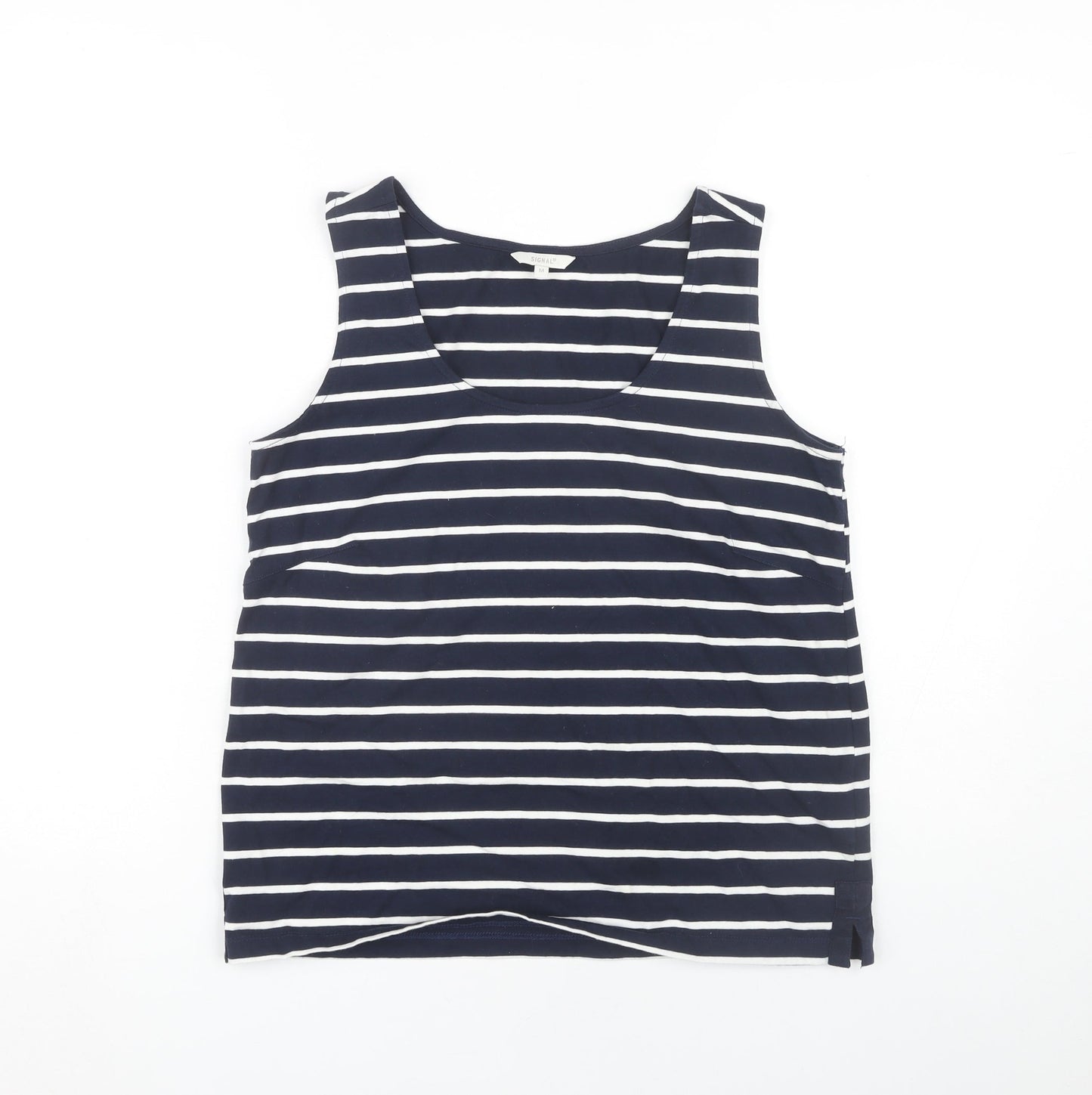Signal Women's Blue Striped Tank Top M