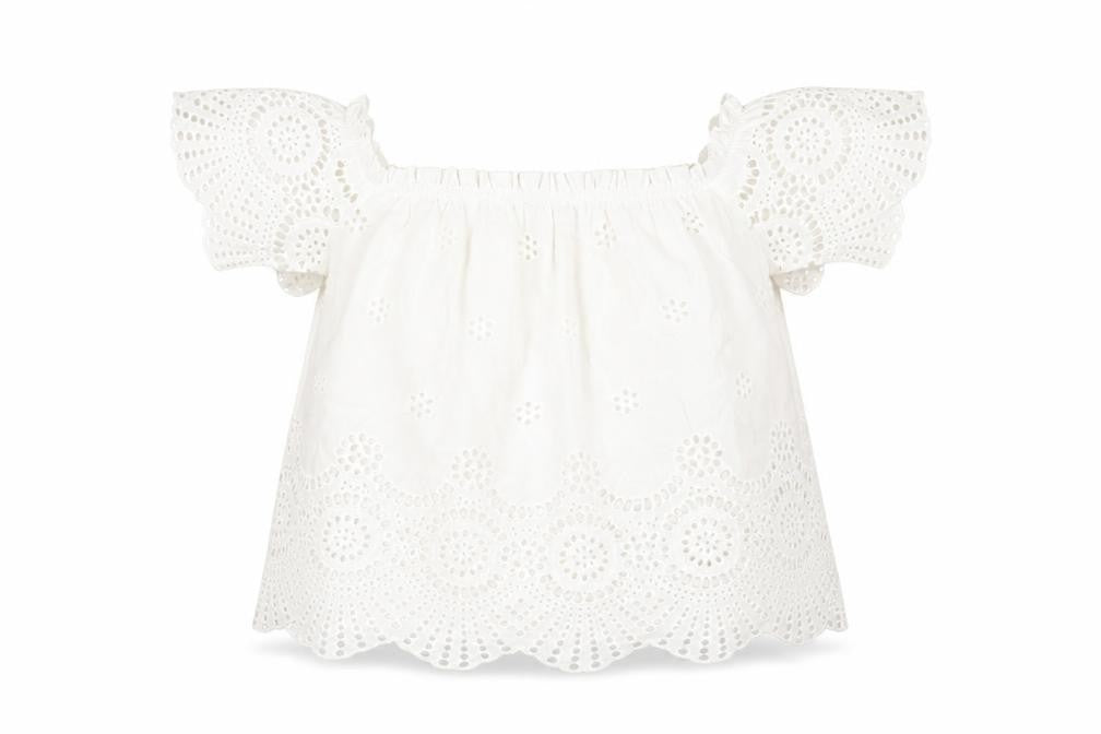 Stradivarius Women's White Cotton Lace Blouse M