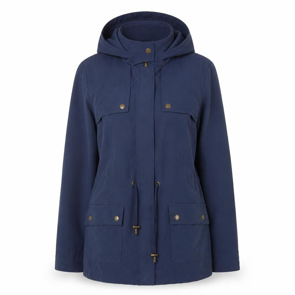 BHS Women's Blue Hooded Parka Size 14 Casual Spring