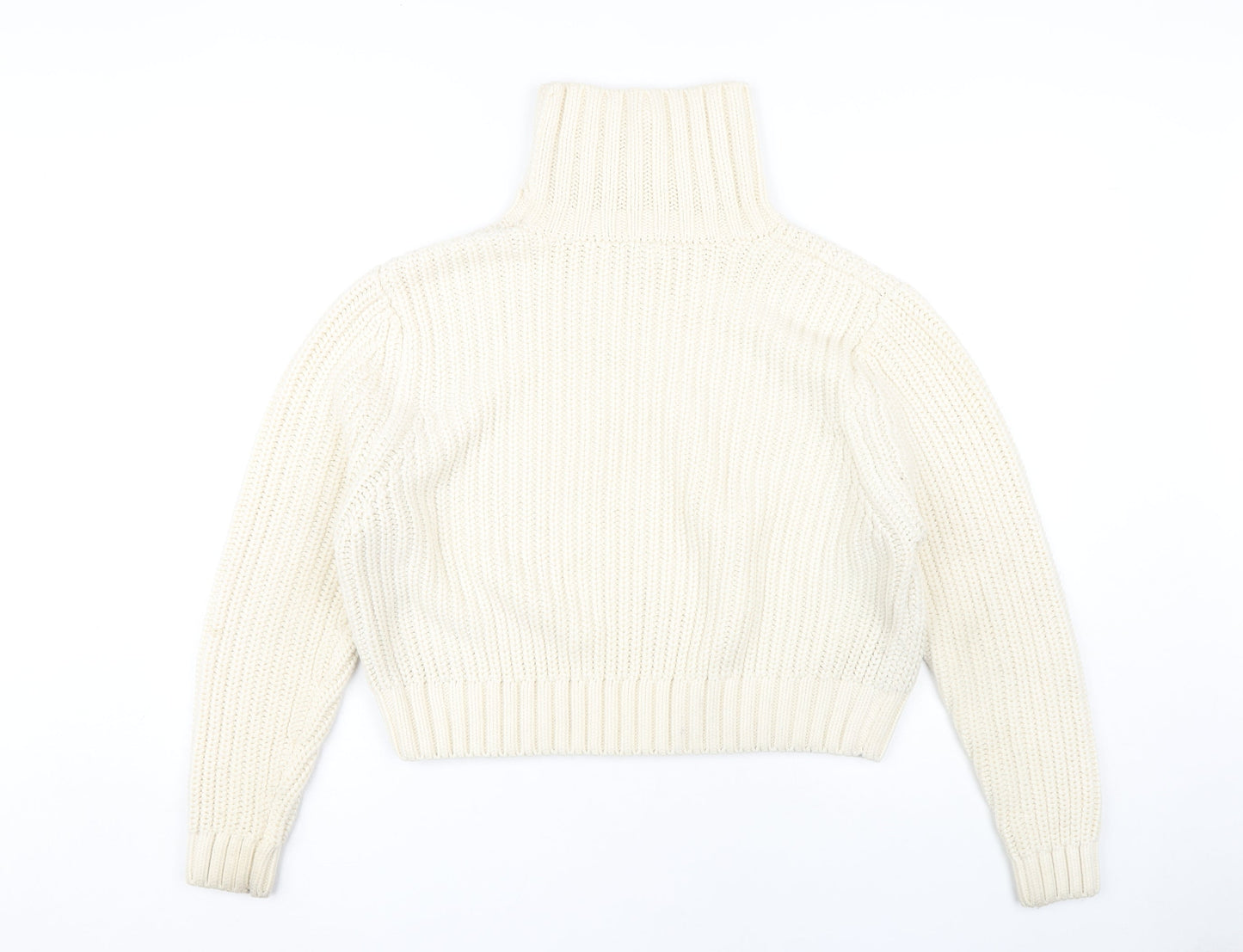 H&M Women's Ivory Knit Roll Neck Jumper L