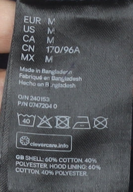 H&M Womens Black Hoodie M Urban Text Pattern