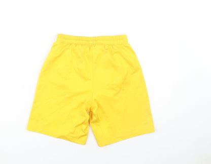 Back view of Puma boys’ yellow activewear shorts, uk, size 12, summer