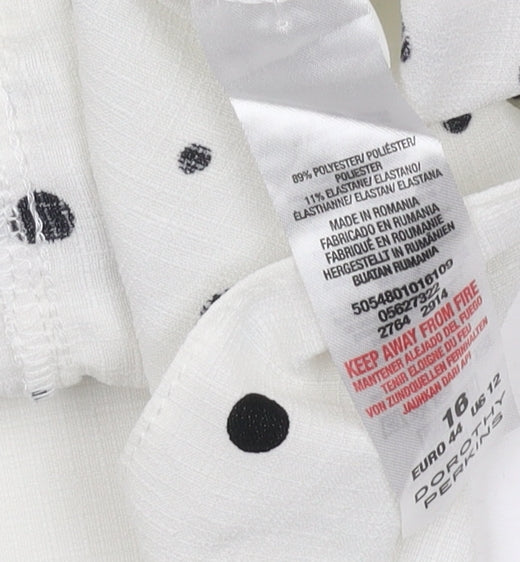 Dorothy Perkins Women's White Polka Dot Blouse Size 16