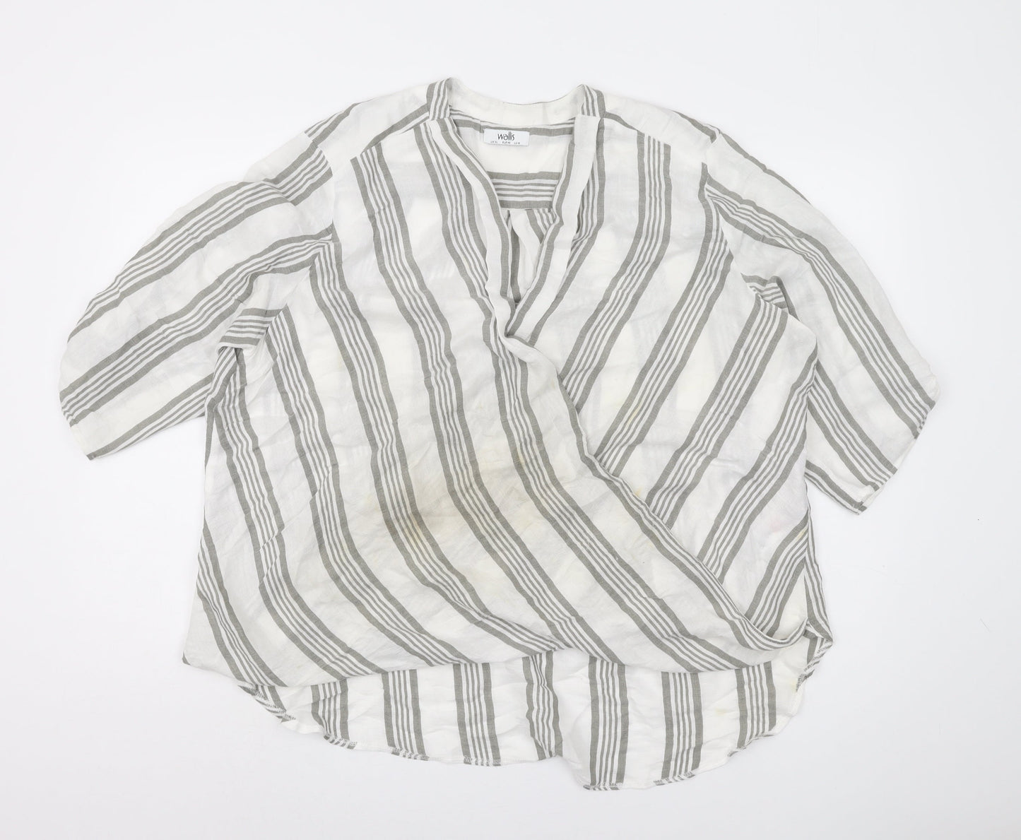 Wallis Women's White XL Wrap Top with Stripes