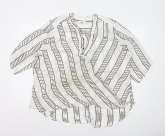 Wallis Women's White XL Wrap Top with Stripes