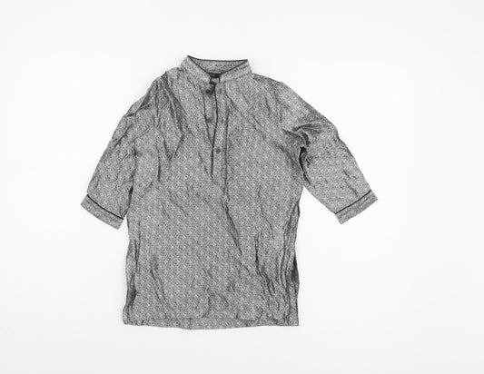 Next Girls Grey Geometric Blouse - 2-3 Years, Button Accents