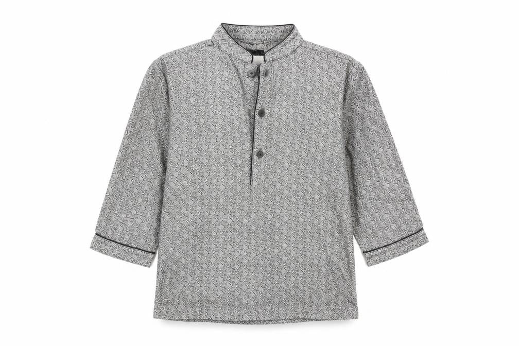 Next Girls Grey Geometric Blouse - 2-3 Years, Button Accents