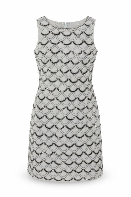 Monsoon Grey Sequin Sheath Dress UK 12 Women's Party
