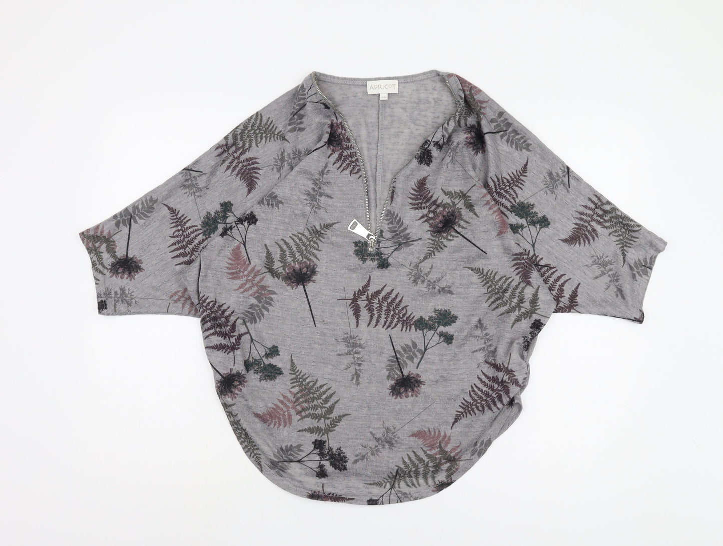 Apricot Women's Grey Floral Tunic Jumper S