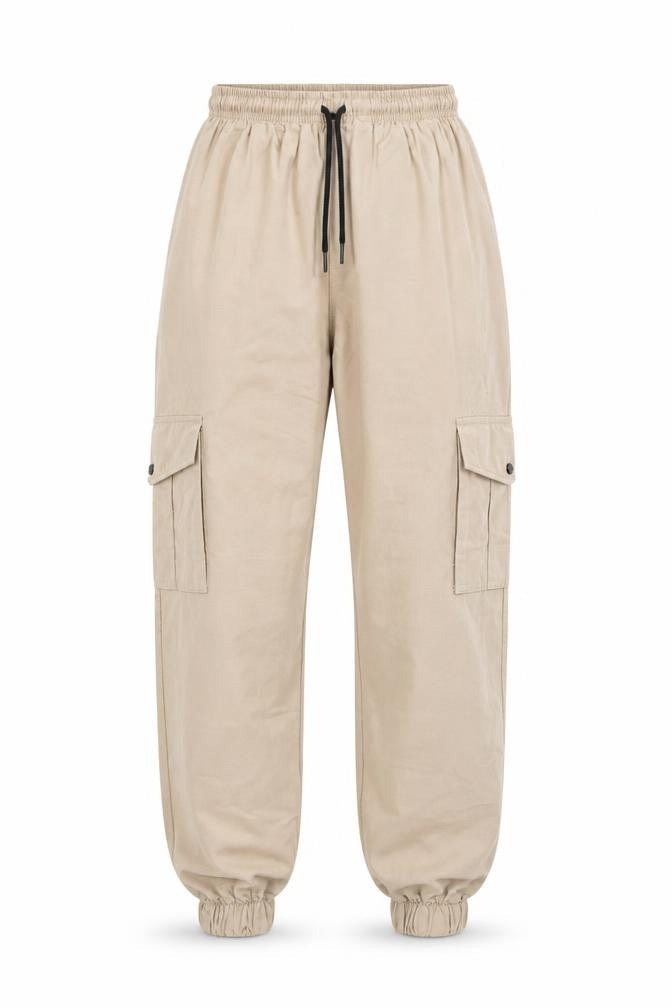 Rising Women's Beige Cargo Trousers, Size 6, Cotton