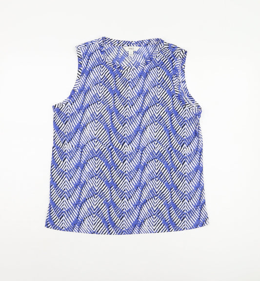 Marks and Spencer Women's Blue Geometric Tank Top