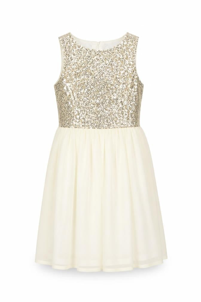 Generation Girls Gold Sequin Knee Length Party Dress - Size 12