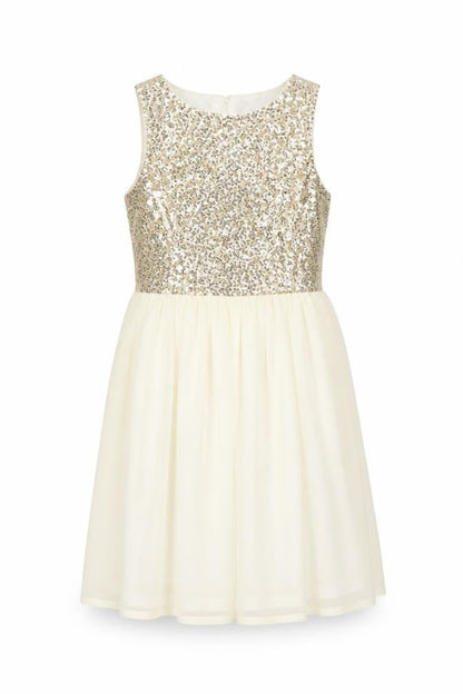 Generation Girls Gold Sequin Knee Length Party Dress - Size 12